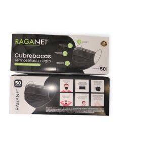 Cubre Boca Negro Plisado C/50 pza